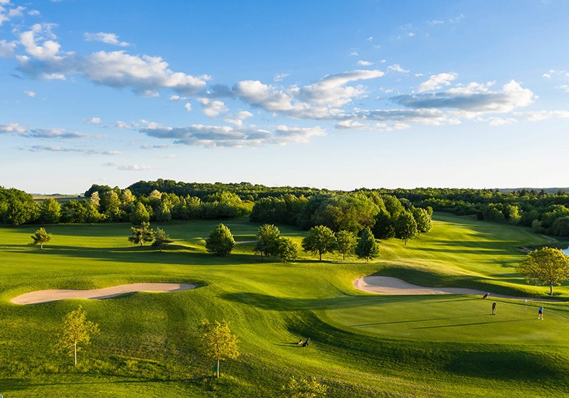 Großer grüner Golfplatz